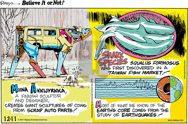 Ripley's Believe It or Not on Sunday December 11, 2011 Comic Strip