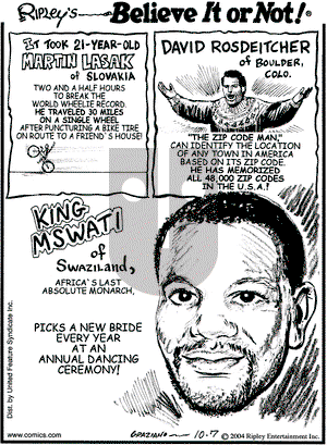 Ripley's Believe It or Not on Thursday October 7, 2004 Comic Strip