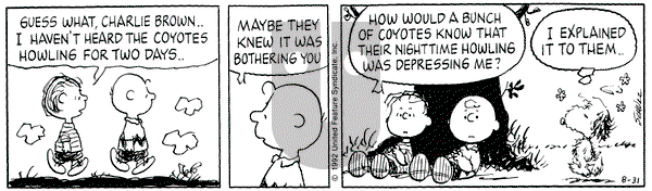 Peanuts on Monday August 31, 1992 Comic Strip