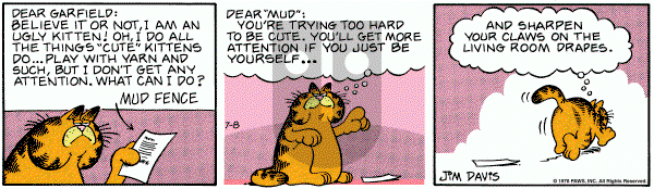 Garfield on Saturday July 8, 1978 Comic Strip