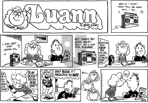 Luann on Sunday February 21, 1988 Comic Strip