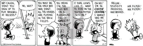 Calvin and Hobbes on Tuesday April 17, 1990 Comic Strip