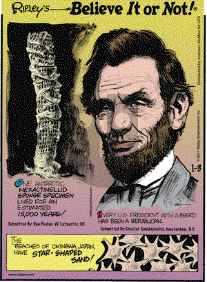 Ripley's Believe It or Not on Tuesday January 3, 2017 Comic Strip