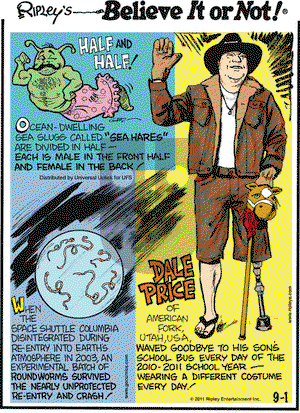 Ripley's Believe It or Not on Thursday September 1, 2011 Comic Strip
