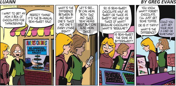 Luann on Sunday November 22, 2015 Comic Strip