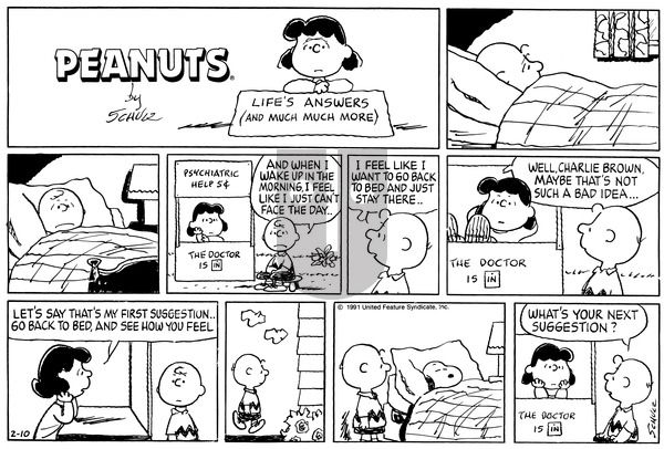 Peanuts on Sunday February 10, 1991 Comic Strip