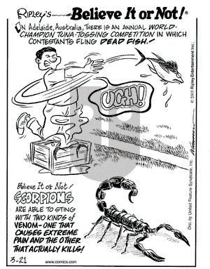 Ripley's Believe It or Not on Friday March 21, 2003 Comic Strip