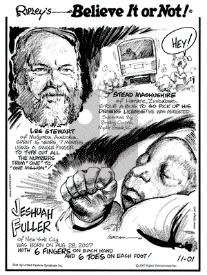 Ripley's Believe It or Not on Thursday November 1, 2007 Comic Strip