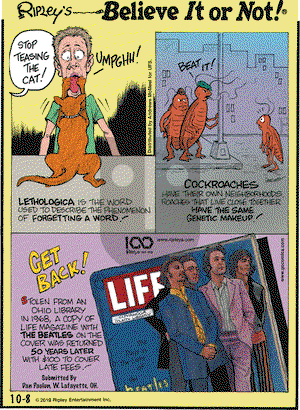 Ripley's Believe It or Not on Tuesday October 8, 2019 Comic Strip