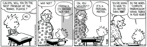 Calvin and Hobbes on Friday April 10, 1987 Comic Strip