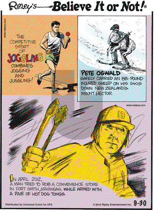 Ripley's Believe It or Not on Friday September 30, 2016 Comic Strip