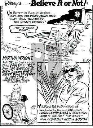 Ripley's Believe It or Not on Friday August 24, 2001 Comic Strip
