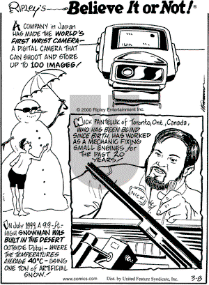 Ripley's Believe It or Not on Wednesday March 8, 2000 Comic Strip