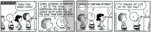 Peanuts on Saturday November 27, 1965 Comic Strip