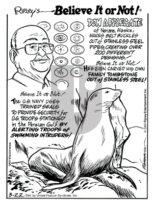 Ripley's Believe It or Not on Saturday March 22, 2003 Comic Strip