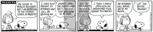 Peanuts - Saturday January 15, 1972 Comic Strip