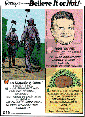 Ripley's Believe It or Not on Wednesday August 10, 2011 Comic Strip