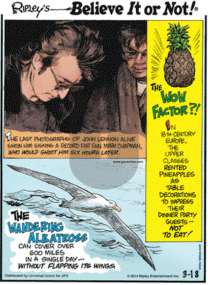 Ripley's Believe It or Not on Tuesday March 18, 2014 Comic Strip