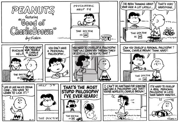 Peanuts on Sunday August 11, 1968 Comic Strip