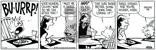 Calvin and Hobbes on Thursday October 29, 1987 Comic Strip
