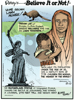 Ripley's Believe It or Not on Monday August 10, 2009 Comic Strip