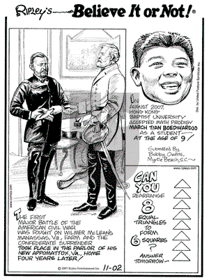 Ripley's Believe It or Not on Friday November 2, 2007 Comic Strip