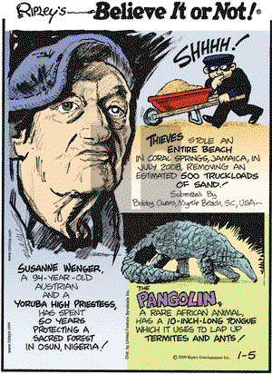 Ripley's Believe It or Not on Monday January 5, 2009 Comic Strip