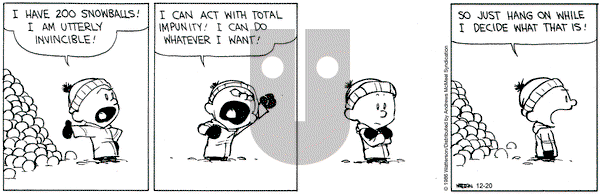 Calvin and Hobbes on Saturday December 20, 2025 Comic Strip