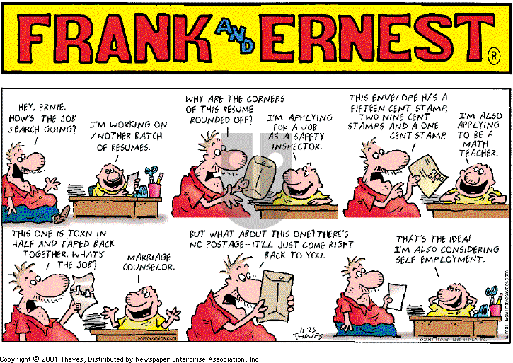 Frank and Ernest on Sunday November 25, 2001 Comic Strip