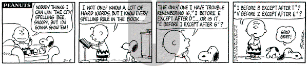 Peanuts on Saturday February 5, 1966 Comic Strip