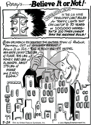 Ripley's Believe It or Not on Monday March 24, 2003 Comic Strip