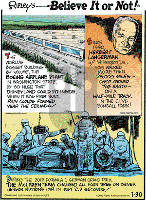Ripley's Believe It or Not on Wednesday January 30, 2013 Comic Strip