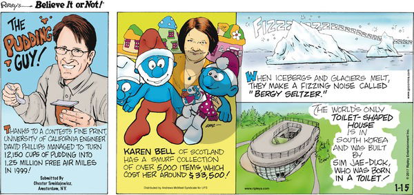 Ripley's Believe It or Not on Sunday January 15, 2017 Comic Strip
