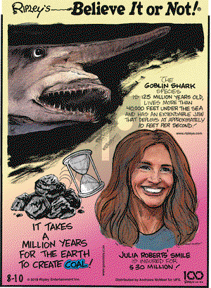 Ripley's Believe It or Not on Saturday August 10, 2019 Comic Strip