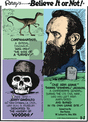 Ripley's Believe It or Not on Friday September 2, 2011 Comic Strip