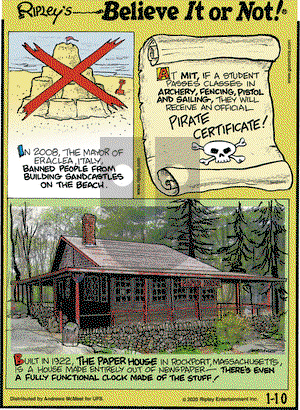 Ripley's Believe It or Not on Friday January 10, 2020 Comic Strip
