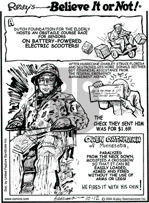 Ripley's Believe It or Not on Tuesday October 12, 2004 Comic Strip