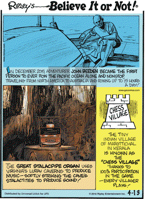 Ripley's Believe It or Not on Wednesday April 13, 2016 Comic Strip