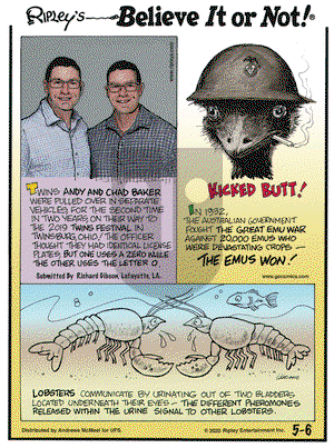 Ripley's Believe It or Not on Wednesday May 6, 2020 Comic Strip