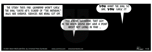 The Boondocks on Saturday November 3, 2001 Comic Strip