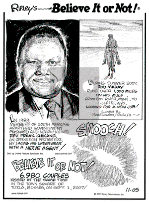 Ripley's Believe It or Not on Monday November 5, 2007 Comic Strip