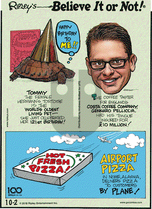 Ripley's Believe It or Not on Wednesday October 2, 2019 Comic Strip
