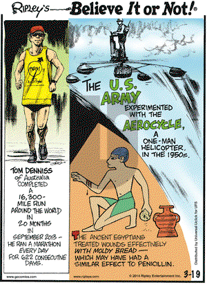 Ripley's Believe It or Not on Wednesday March 19, 2014 Comic Strip