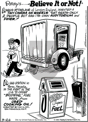 Ripley's Believe It or Not on Wednesday March 26, 2003 Comic Strip