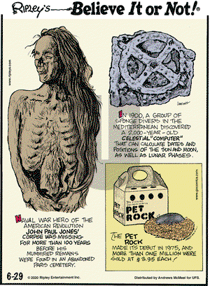 Ripley's Believe It or Not on Monday June 29, 2020 Comic Strip