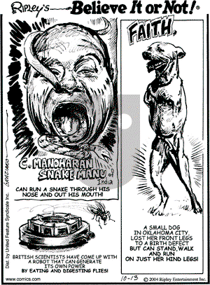 Ripley's Believe It or Not on Wednesday October 13, 2004 Comic Strip