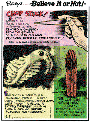 Ripley's Believe It or Not on Saturday March 5, 2011 Comic Strip
