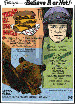 Ripley's Believe It or Not - Saturday May 5, 2012 Comic Strip