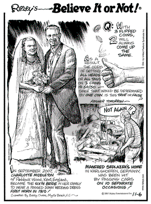 Ripley's Believe It or Not on Tuesday November 6, 2007 Comic Strip