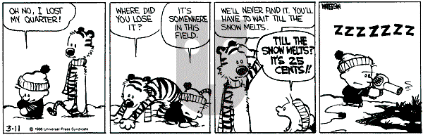 Calvin and Hobbes - Tuesday March 11, 1986 Comic Strip